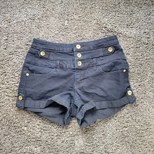 Refuge From Charlotte Russe Black Gold High Waisted Shorts Size 6 Woman's
